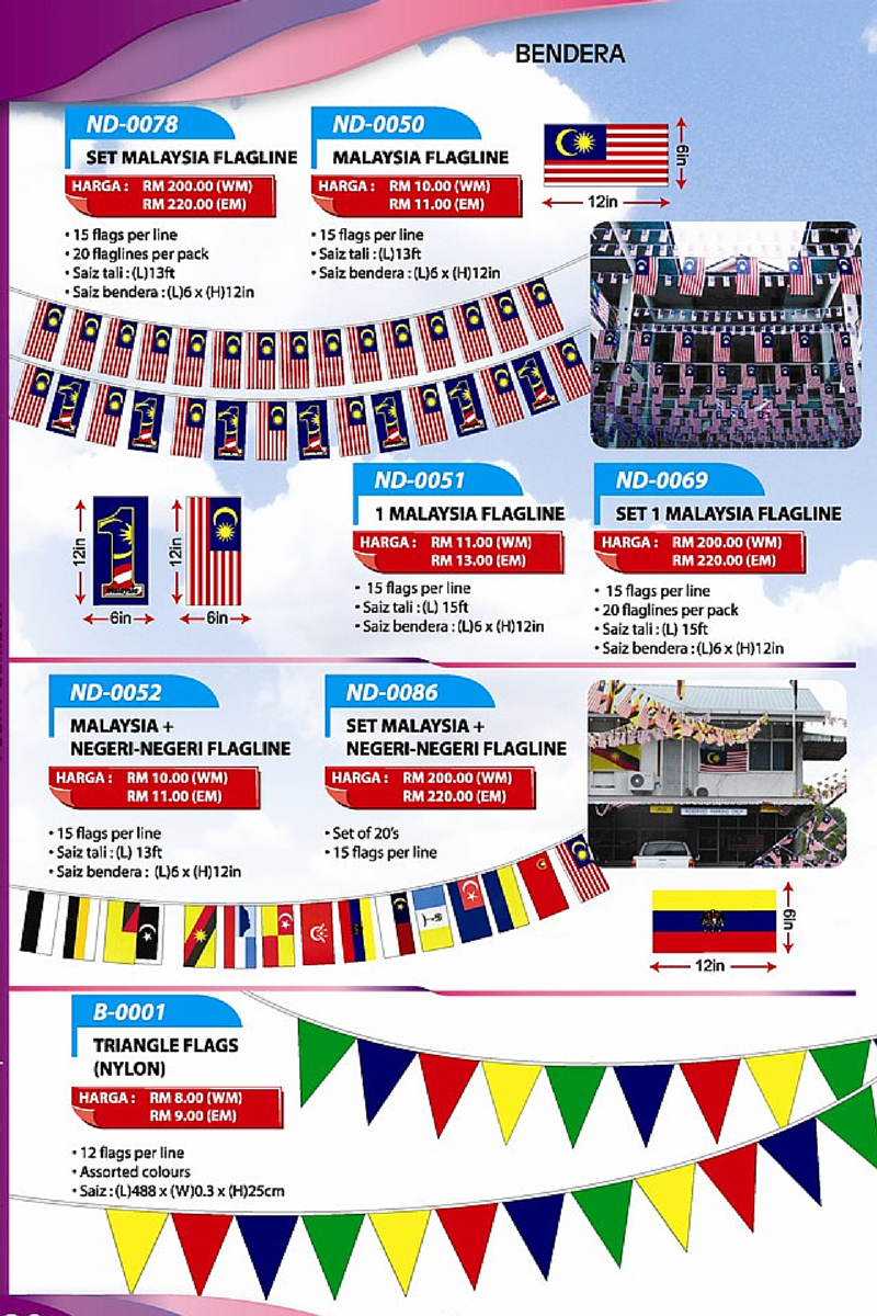 BENDERA MALAYSIA NEGERI FLAGLINE  TRIANGLE FLAGLINE 
